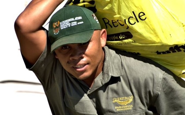 The Overstrand Municipality's Benjamin Kondokter contributing to conservation of our marine environment. The Overstrand Municipality is out partner in Conservation and Education.